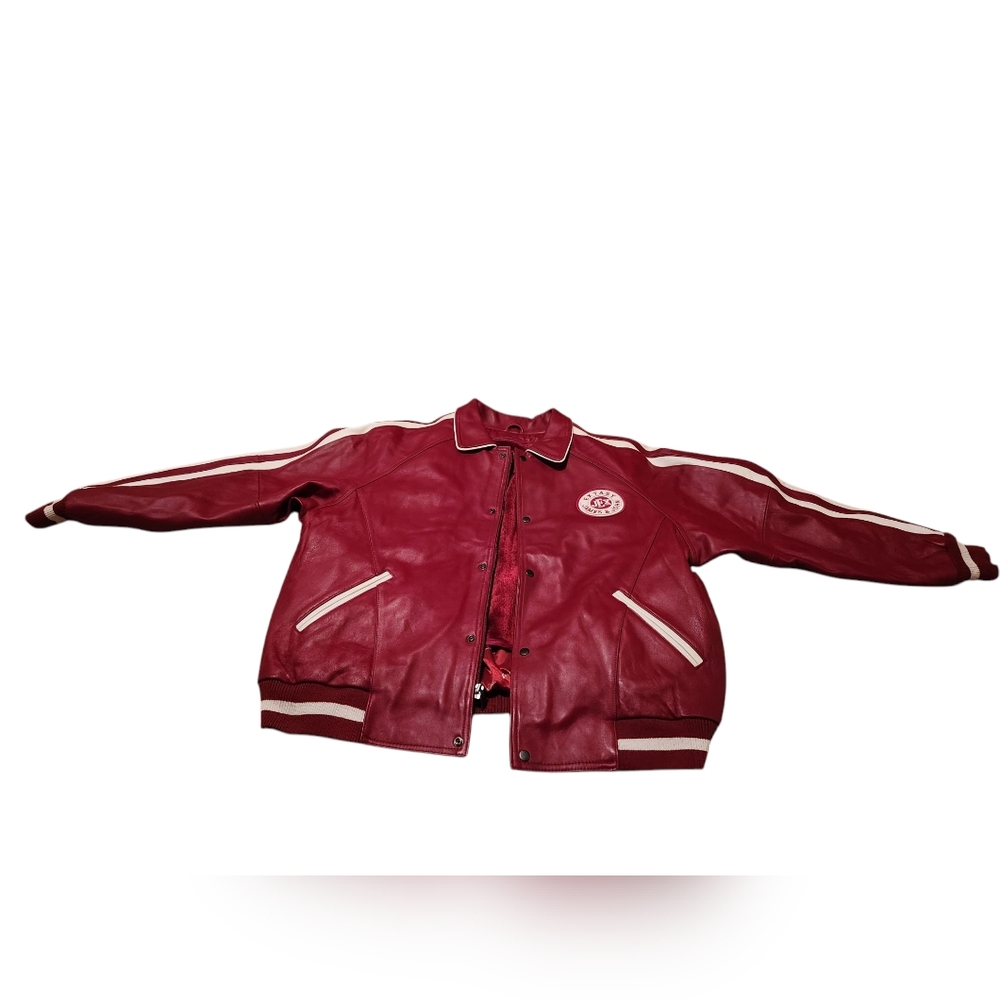 Men's XXL Extasy James & John Red/White Leather Full Length Zipper Jacket